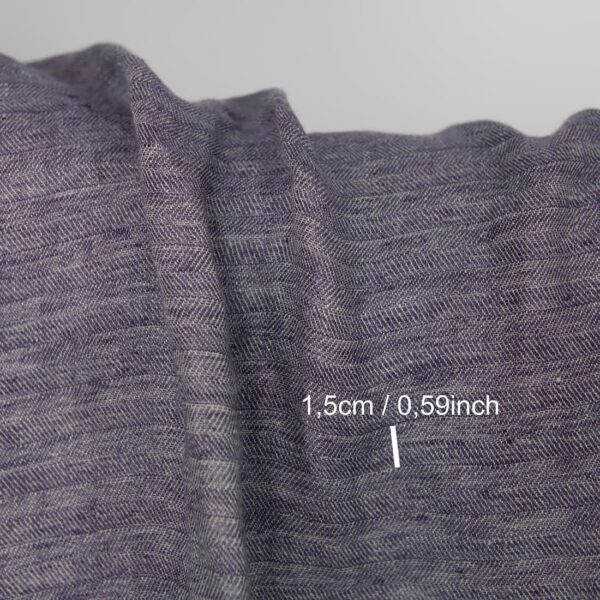 Washed linen fabric cobalt blue and beige double-sided, with measurements