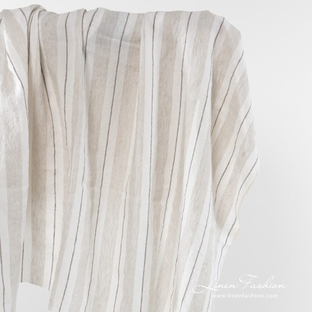 White linen fabric with stripes.