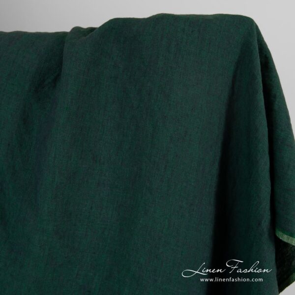 Bluish green linen fabric, washed