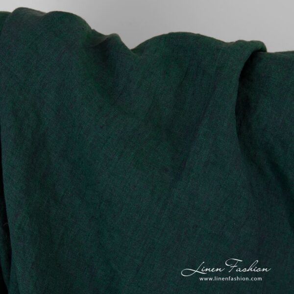 Bluish green linen fabric, specially washed to increase softness
