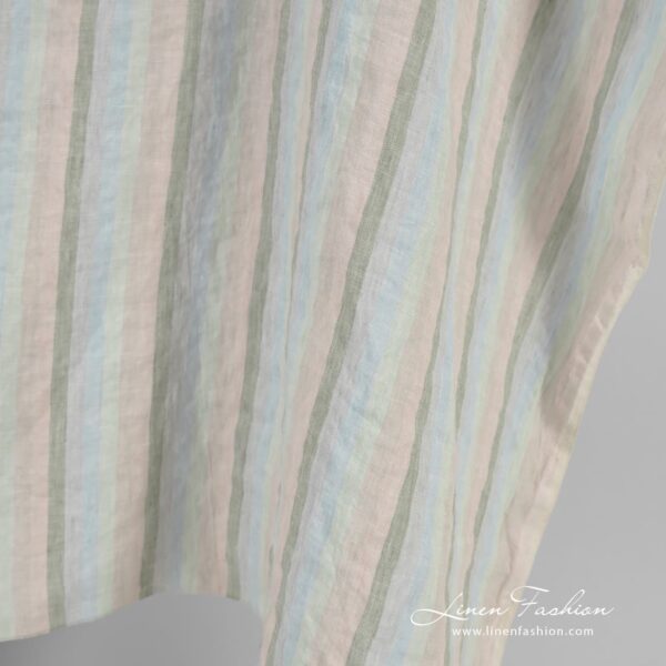 Multicolored linen fabric in vertical stripes