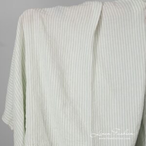 Leveä pellavakangas vihreät raidat pesty