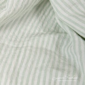 Leveä pellavakangas vihreät raidat pesty