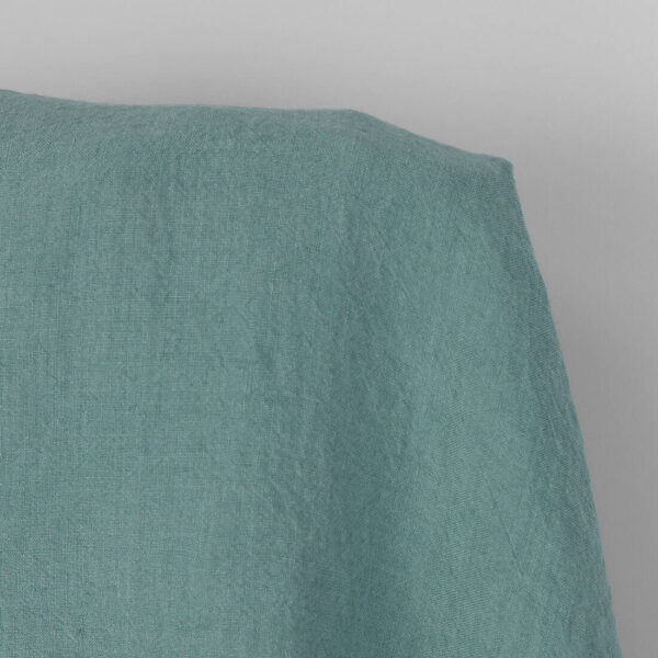 Wide washed linen fabric plain aquamarine, 100% linen