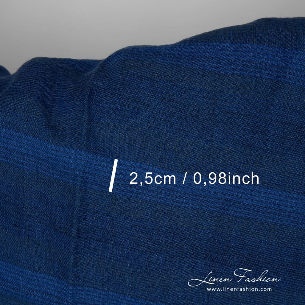 Leveä pesty pellavakangas sinisin raidoin 3 Leveä pesty pellavakangas sinisin raidoin - Image 3