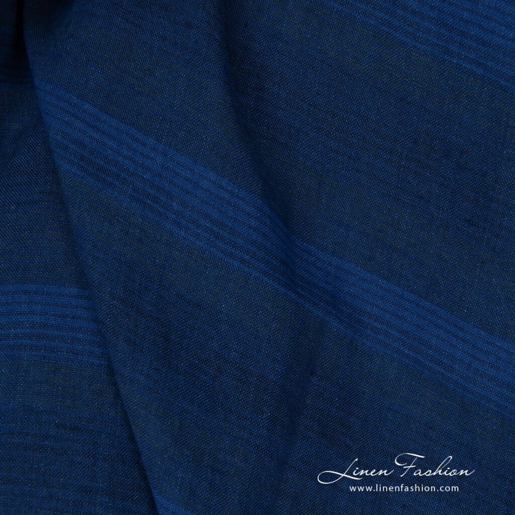 Leveä pesty pellavakangas sinisin raidoin 2 Leveä pesty pellavakangas sinisin raidoin - Image 2