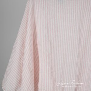 Leveä pellavakangas vaaleanpunaiset raidat pesty