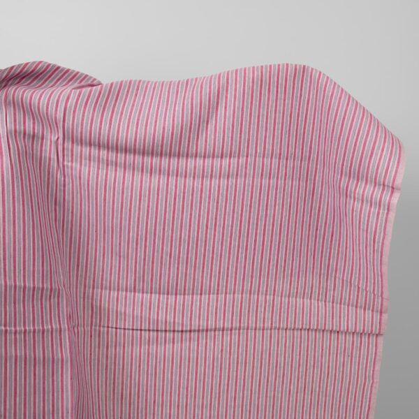 Linen fabric with pink stripes