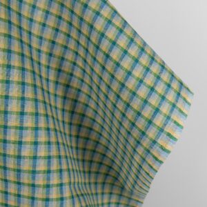 Pellavakangas sinisillä ja vihreillä ruuduilla