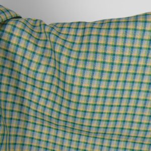 Pellavakangas sinisillä ja vihreillä ruuduilla