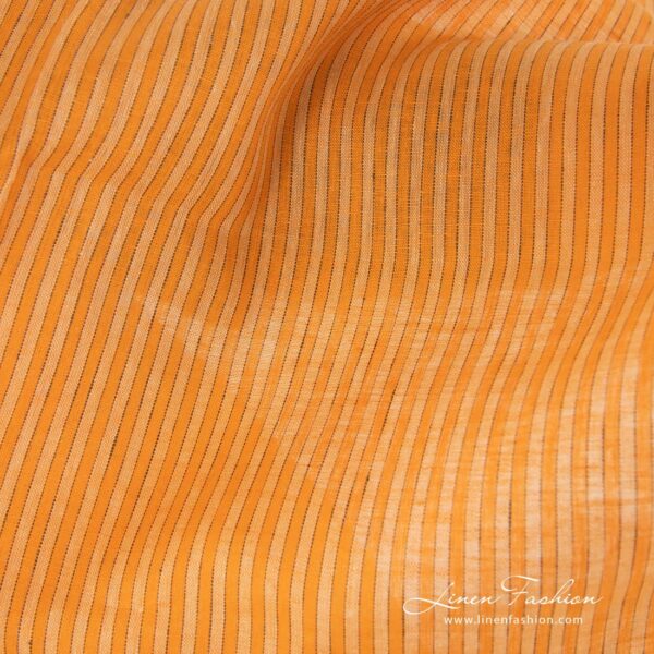 Striped orange linen fabric.