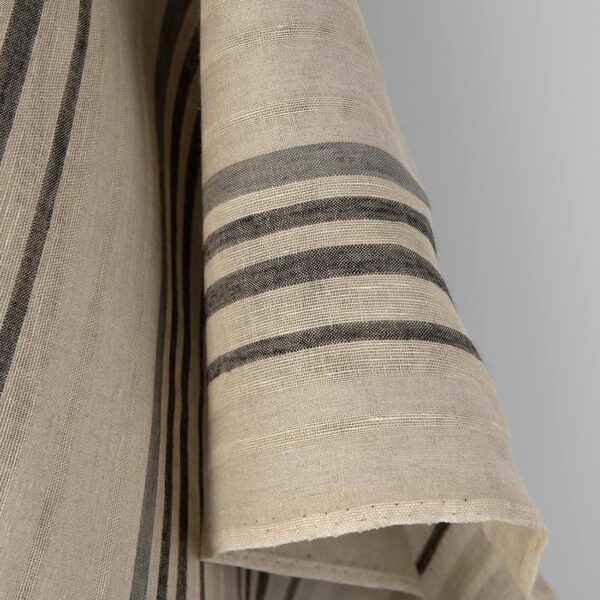 Pellavakangas, beige harmailla raidoilla - Image 2