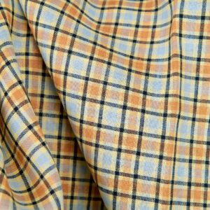 Pellavakangas oranssi ja vaaleansininen ruudut