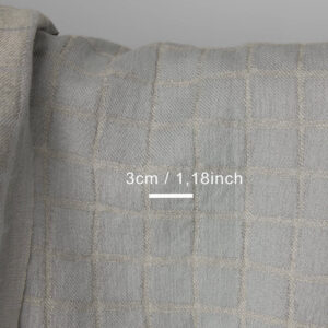 Siniharmaa ruudullinen pellavapuuvillakangas pesty