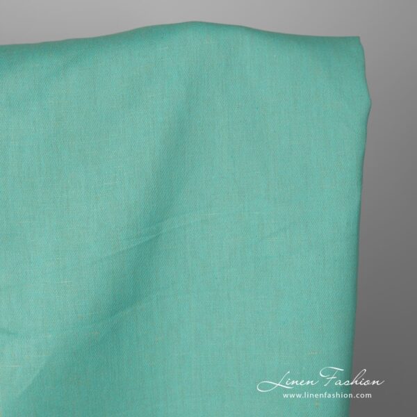 Linen cotton fabric greenish blue double-sided product photo blue side