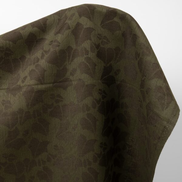 Green linen blend jacquard fabric product photo