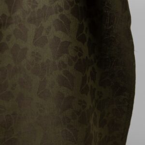 Green linen blend jacquard fabric edge