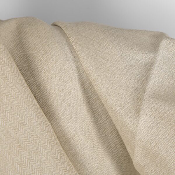 Linen cotton fabric white and sand herringbone, Lithuania