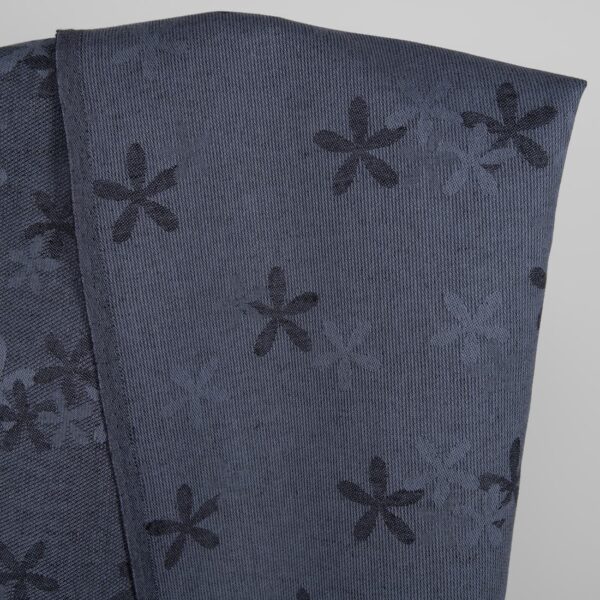 Linen cotton fabric greyish-blue with flowers other side