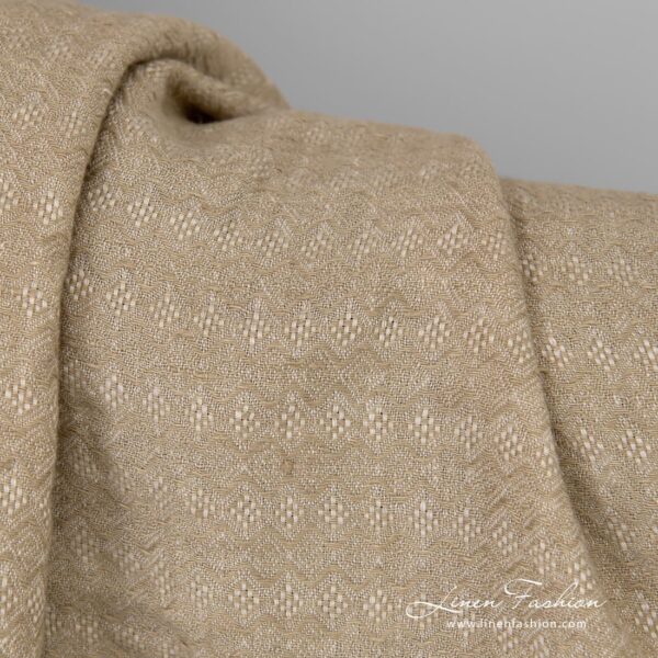Light brown linen fabric with decorative diamonds