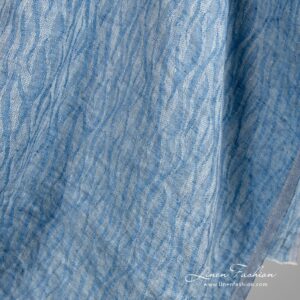 Sininen jacquard-pellavakangas, pesty