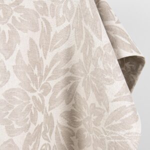 Pellavapuuvilla vaaleanharmaa kukkakuviollinen kangas 8 Light grey linen cotton fabric in flower pattern