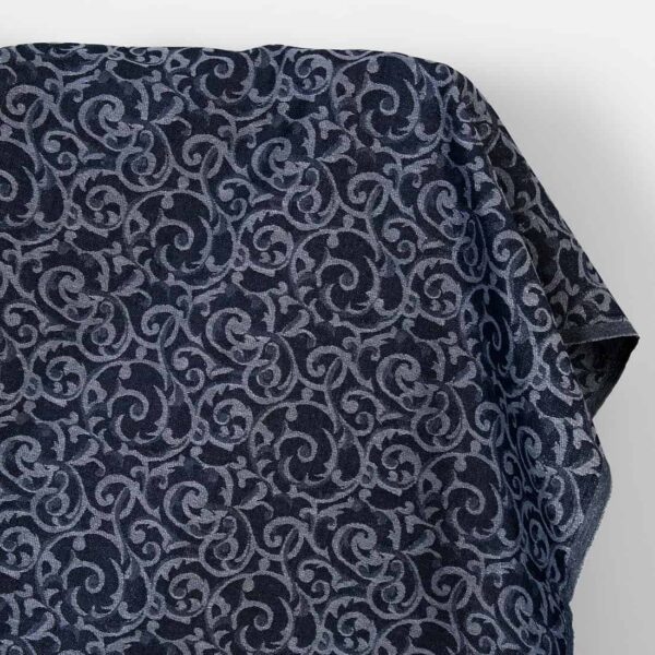 Pellavapuuvillakangas sininen ja harmaa jacquard hopeinen lurex