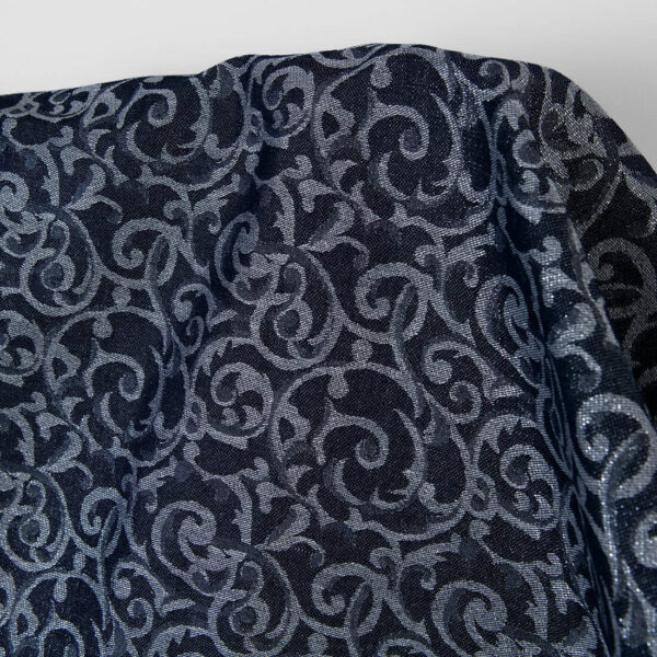 Pellavapuuvillakangas sininen ja harmaa jacquard hopeinen lurex - Image 2