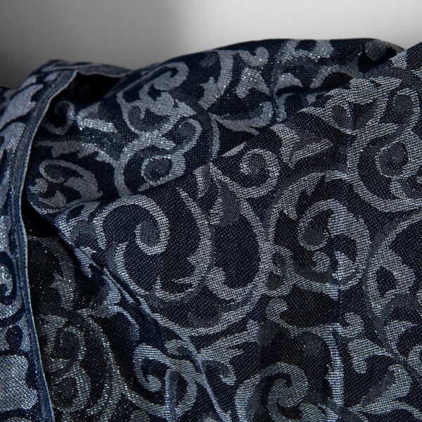 Pellavapuuvillakangas sininen ja harmaa jacquard hopeinen lurex - Image 4