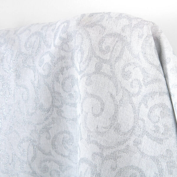 Pellavapuuvillakangas valkoinen ja harmaa jacquard hopeinen lurex - Image 2