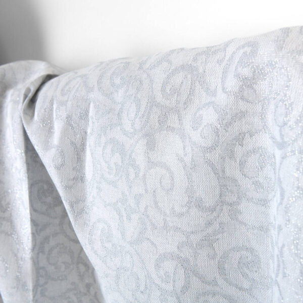 Pellavapuuvillakangas valkoinen ja harmaa jacquard hopeinen lurex - Image 3