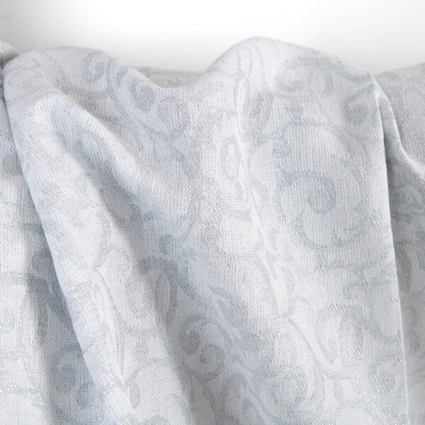 Pellavapuuvillakangas valkoinen ja harmaa jacquard hopeinen lurex - Image 4