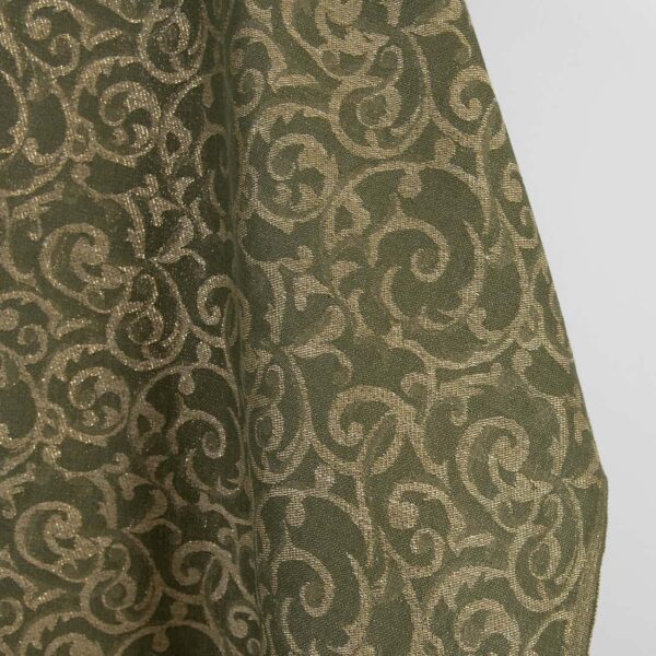 Pellavapuuvillakangas vihreä ja luonnonvärinen jacquard kulta lurex - Image 2