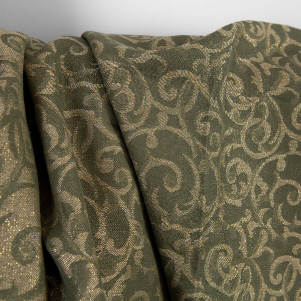 Pellavapuuvillakangas vihreä ja luonnonvärinen jacquard kulta lurex - Image 3