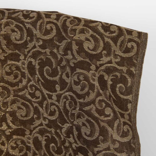 Pellavapuuvillakangas ruskea ja luonnonvärinen jacquard kultainen lurex - Image 2