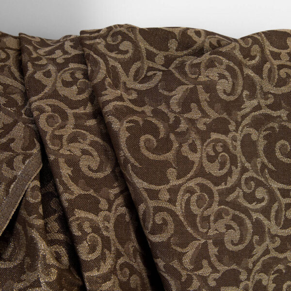 Pellavapuuvillakangas ruskea ja luonnonvärinen jacquard kultainen lurex - Image 4