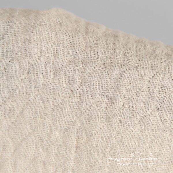 Light cream jacquard linen fabric in rhombus