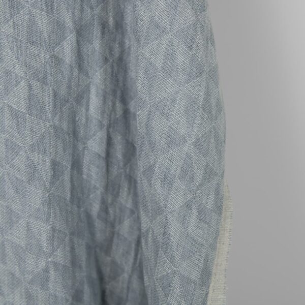 Washed linen fabric grey jacquard triangle pattern, fabric edge