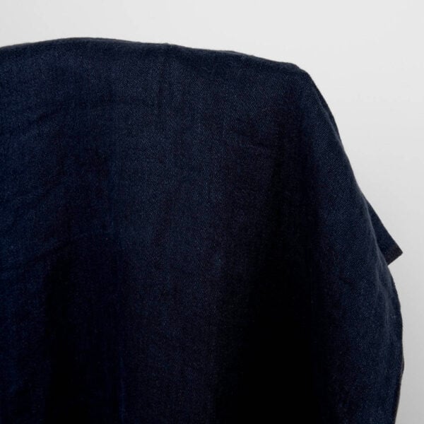 Washed satin linen fabric black blue