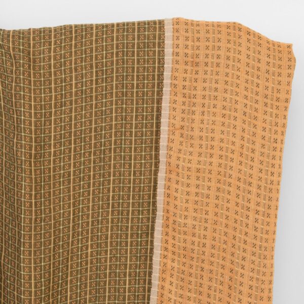 Pellavakangas kaksipuolinen ruskea ja savi ruutu, pesty