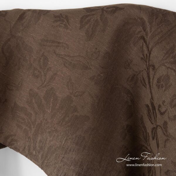 Jacquard linen fabric brown