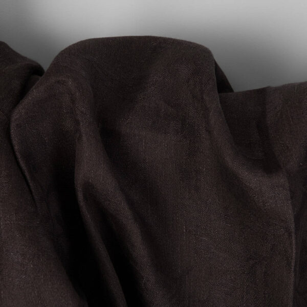 Ruskea jacquard-pellavakangas kukkakuviolla - Image 2