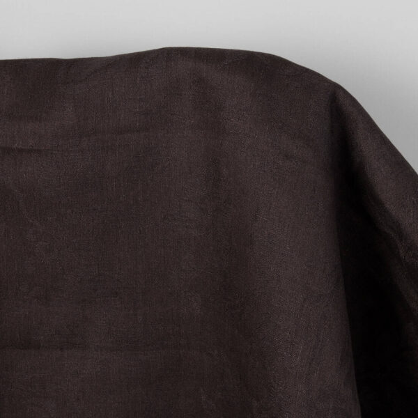 Ruskea jacquard-pellavakangas kukkakuviolla - Image 3