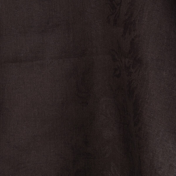 Ruskea jacquard-pellavakangas kukkakuviolla - Image 4