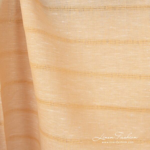 Yellow linen cotton fabric with transparent lines can be 150cm and 180cm in width