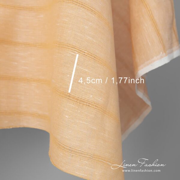 Linen cotton fabric yellow with stripes
