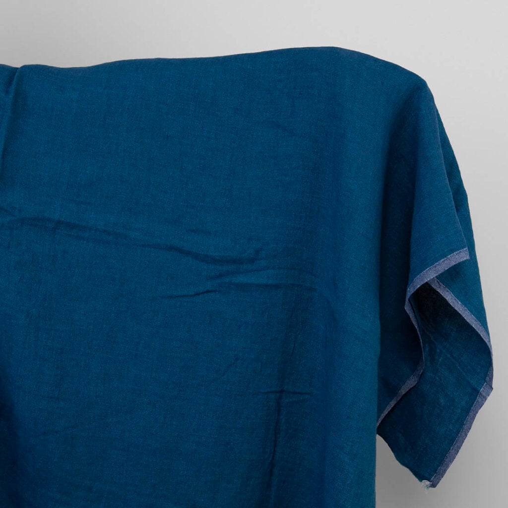 Deep blue and turquoise linen fabric