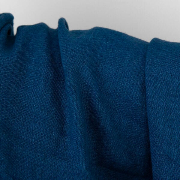 Deep blue and turquoise linen fabric, pure linen