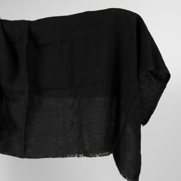 Washed heavy linen fabric black colour