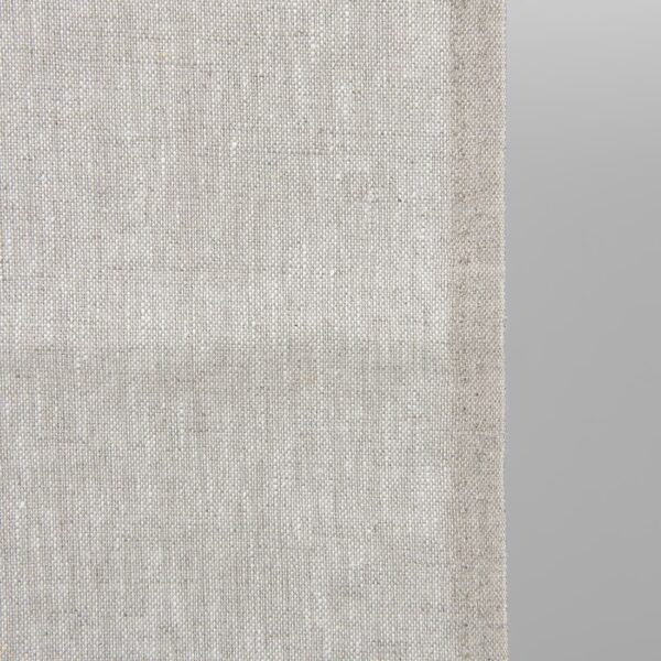 Light grey narow pure linen plain fabric close up detail